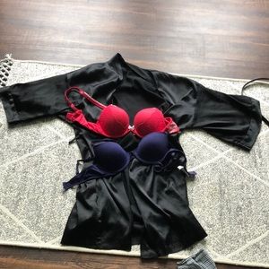 Black robe and bra